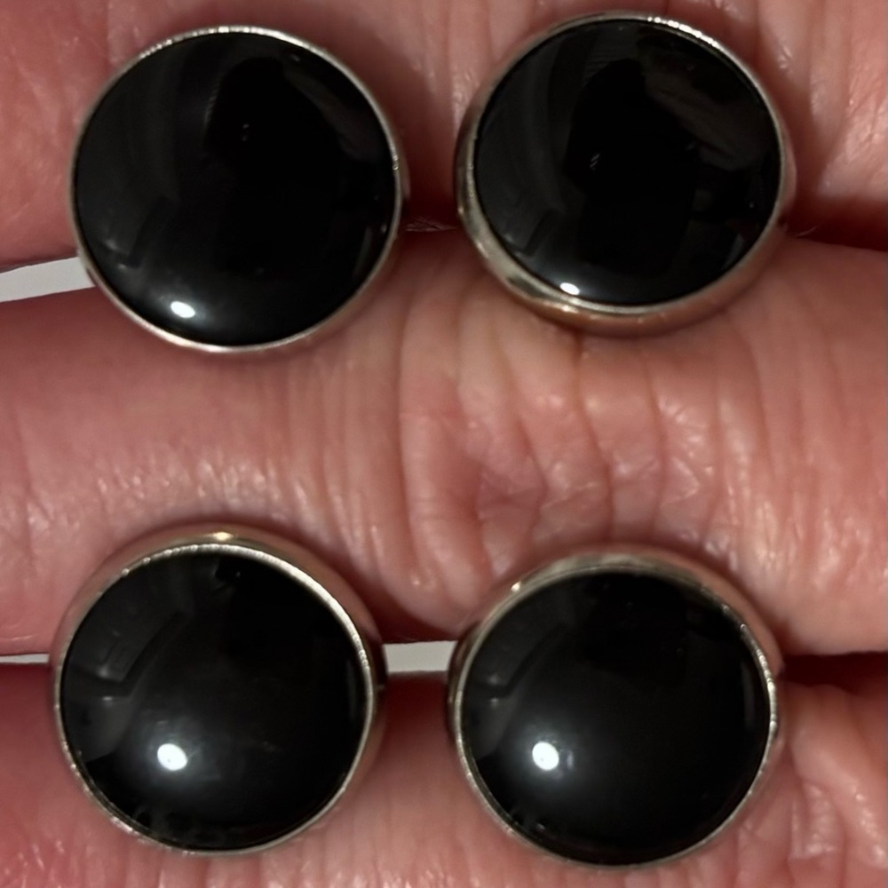 (Lot of 2 Sets) Men’s Black & Silver Cufflinks; Never used.